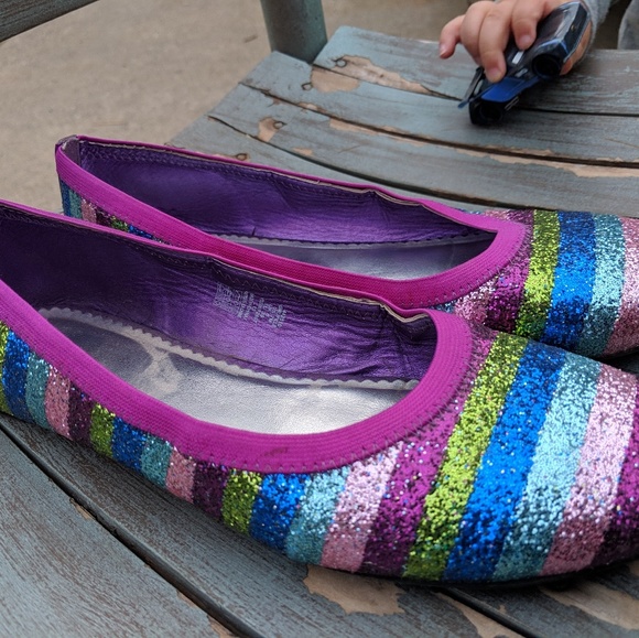 Lands' End Multi Color Glitter Flats Shoes Size 7M - Picture 3 of 7